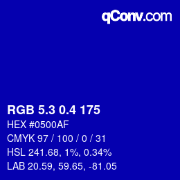 カラーコード: RGB 5.3 0.4 175 | qconv.com