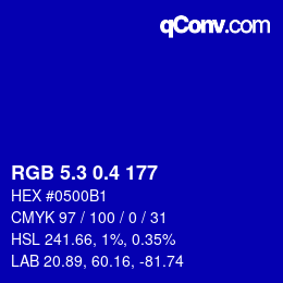 カラーコード: RGB 5.3 0.4 177 | qconv.com