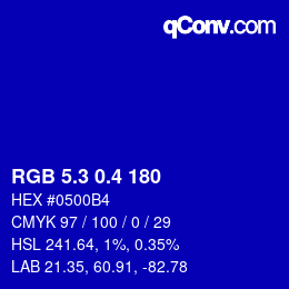 カラーコード: RGB 5.3 0.4 180 | qconv.com