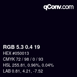 カラーコード: RGB 5.3 0.4 19 | qconv.com