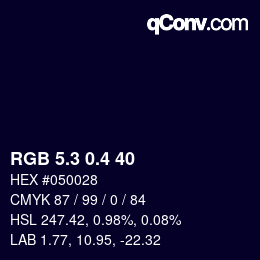 カラーコード: RGB 5.3 0.4 40 | qconv.com