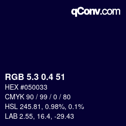 カラーコード: RGB 5.3 0.4 51 | qconv.com