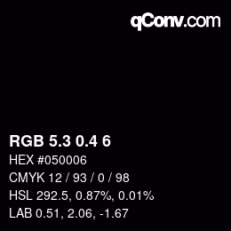 カラーコード: RGB 5.3 0.4 6 | qconv.com