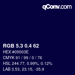 カラーコード: RGB 5.3 0.4 62 | qconv.com
