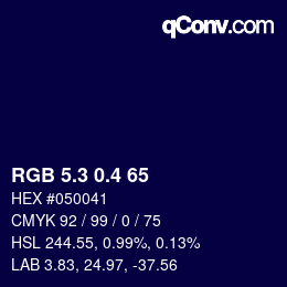 カラーコード: RGB 5.3 0.4 65 | qconv.com