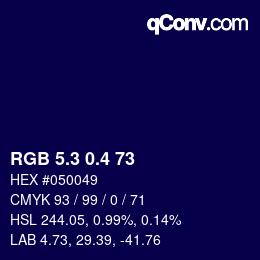 カラーコード: RGB 5.3 0.4 73 | qconv.com
