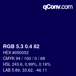カラーコード: RGB 5.3 0.4 82 | qconv.com