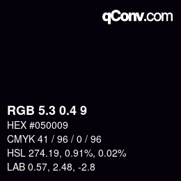 カラーコード: RGB 5.3 0.4 9 | qconv.com