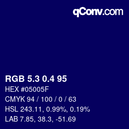 カラーコード: RGB 5.3 0.4 95 | qconv.com