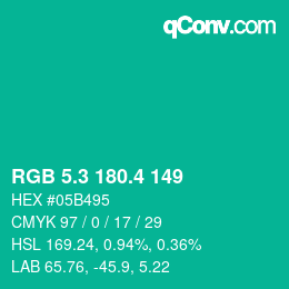 カラーコード: RGB 5.3 180.4 149 | qconv.com