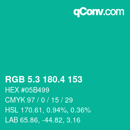 カラーコード: RGB 5.3 180.4 153 | qconv.com
