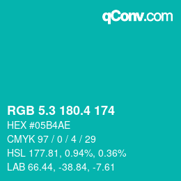 カラーコード: RGB 5.3 180.4 174 | qconv.com