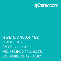 カラーコード: RGB 5.3 180.4 182 | qconv.com