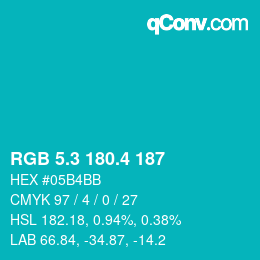 カラーコード: RGB 5.3 180.4 187 | qconv.com