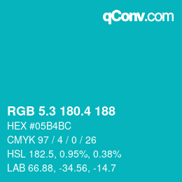 カラーコード: RGB 5.3 180.4 188 | qconv.com