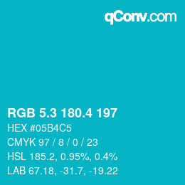 カラーコード: RGB 5.3 180.4 197 | qconv.com