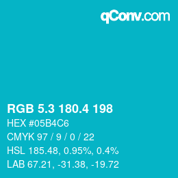 カラーコード: RGB 5.3 180.4 198 | qconv.com