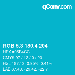 カラーコード: RGB 5.3 180.4 204 | qconv.com