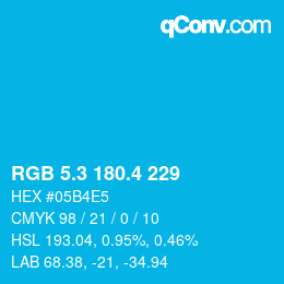 カラーコード: RGB 5.3 180.4 229 | qconv.com