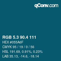 カラーコード: RGB 5.3 90.4 111 | qconv.com
