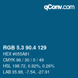 カラーコード: RGB 5.3 90.4 129 | qconv.com