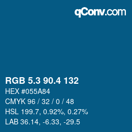 カラーコード: RGB 5.3 90.4 132 | qconv.com