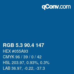 カラーコード: RGB 5.3 90.4 147 | qconv.com