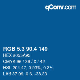 カラーコード: RGB 5.3 90.4 149 | qconv.com