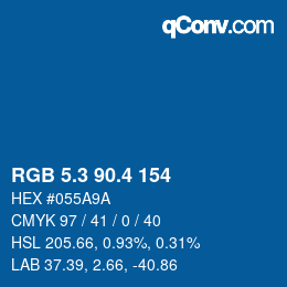 カラーコード: RGB 5.3 90.4 154 | qconv.com