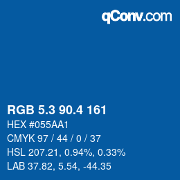 カラーコード: RGB 5.3 90.4 161 | qconv.com