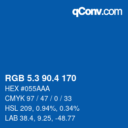 カラーコード: RGB 5.3 90.4 170 | qconv.com