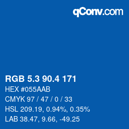 カラーコード: RGB 5.3 90.4 171 | qconv.com
