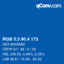 カラーコード: RGB 5.3 90.4 173 | qconv.com
