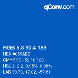 カラーコード: RGB 5.3 90.4 189 | qconv.com