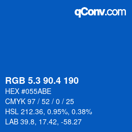カラーコード: RGB 5.3 90.4 190 | qconv.com