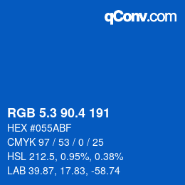 カラーコード: RGB 5.3 90.4 191 | qconv.com