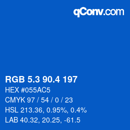 カラーコード: RGB 5.3 90.4 197 | qconv.com