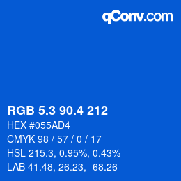 カラーコード: RGB 5.3 90.4 212 | qconv.com