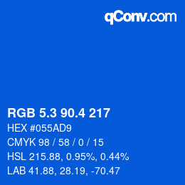 カラーコード: RGB 5.3 90.4 217 | qconv.com
