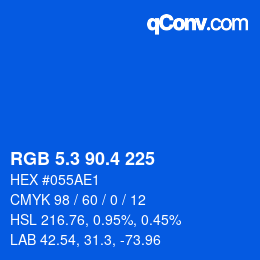 カラーコード: RGB 5.3 90.4 225 | qconv.com