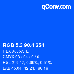カラーコード: RGB 5.3 90.4 254 | qconv.com