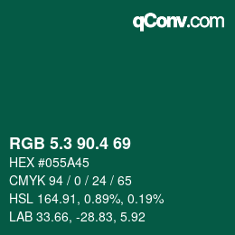 カラーコード: RGB 5.3 90.4 69 | qconv.com