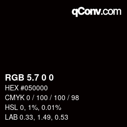 カラーコード: RGB 5.7 0 0 | qconv.com