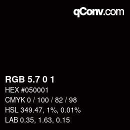 カラーコード: RGB 5.7 0 1 | qconv.com