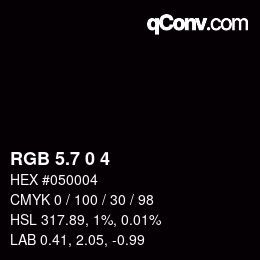 カラーコード: RGB 5.7 0 4 | qconv.com