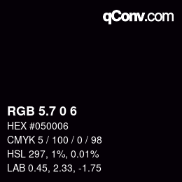 カラーコード: RGB 5.7 0 6 | qconv.com