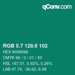 カラーコード: RGB 5.7 128.6 102 | qconv.com