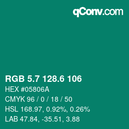 カラーコード: RGB 5.7 128.6 106 | qconv.com