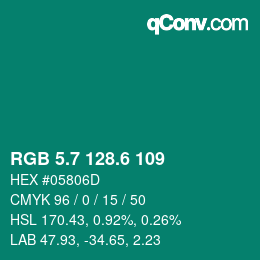 カラーコード: RGB 5.7 128.6 109 | qconv.com