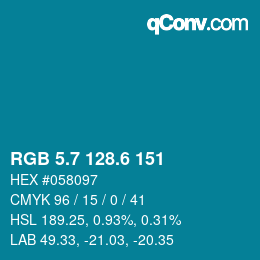 カラーコード: RGB 5.7 128.6 151 | qconv.com